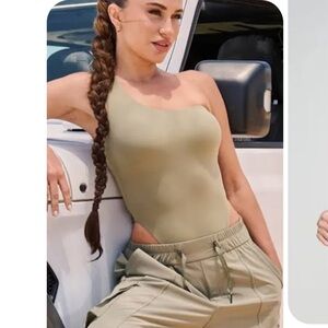 Express Body Contour One Shoulder Thong Bodysuit